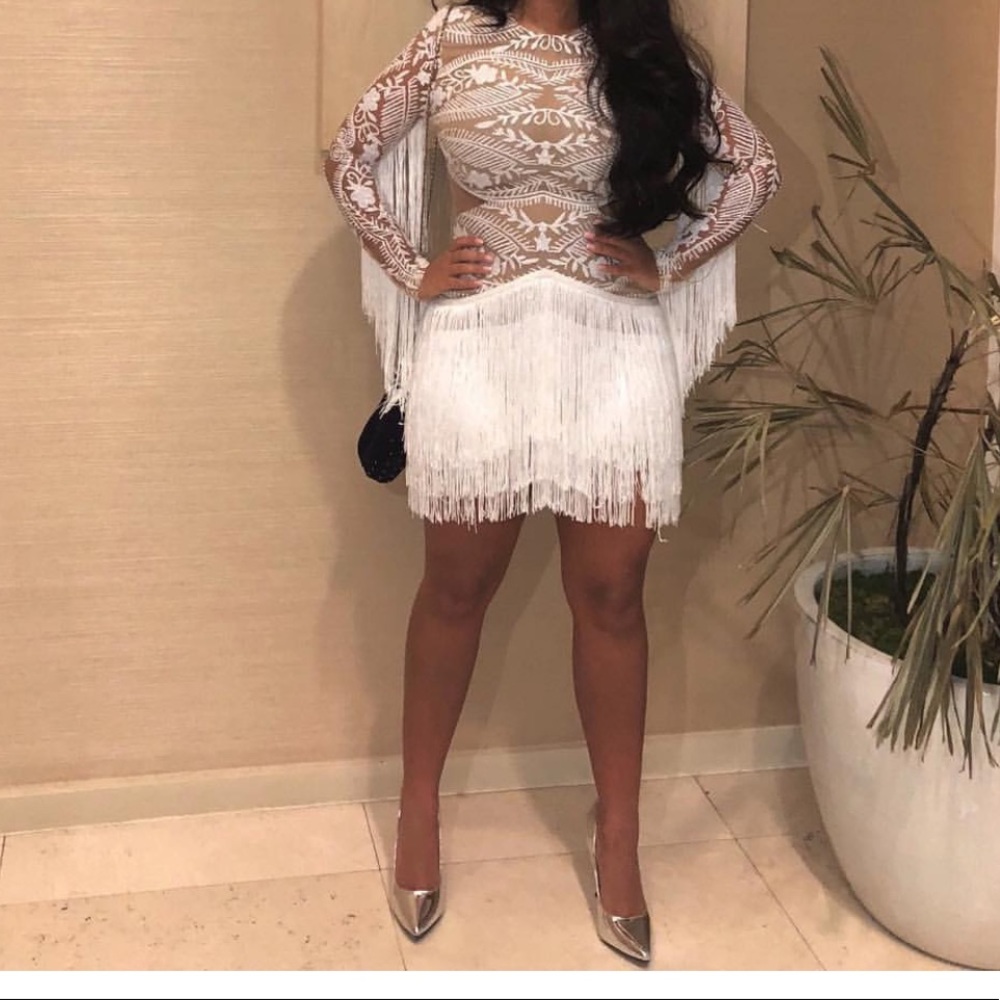 White shimmery dress